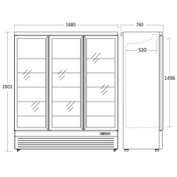 Displayfryseskab, Scandomestic DF1563BD-tegning