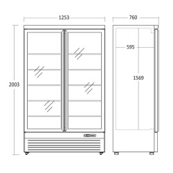 Displayfryseskab, scandomestic DF1006BE-tegning