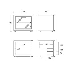 Displayfryseskab,scandomestic SD46E-tegning