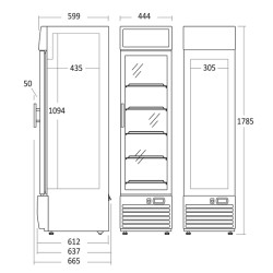 Displayfryseskab,Scandomestic SF217BE-tegning