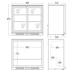 Bar køleskab-Scandomestic-BB211SLBB-stregtegning