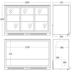 Bar køleskab, Scandomestic BB311SLBB-stregtegning