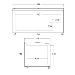 Supermarkedsfryser, svcandomestic SIF600ADGC-tegning
