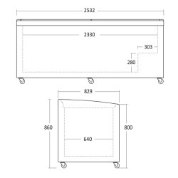 Supermarkedsfryser, scandomestic SIF900ADGD-tegning