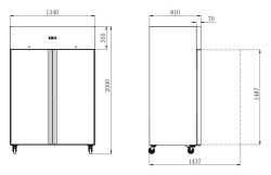 industrikøleskab, combisteel 7950.5205-mål